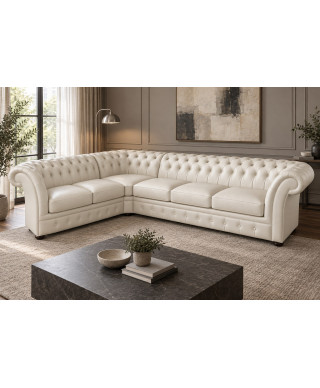 Chesterfield Windchester corner sofa — 3x2 · eco-leather, white — interior