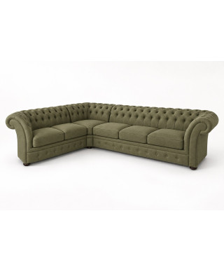 Chesterfield Windchester hörnsoffa — 3x2 · tkanina, oliwkowa