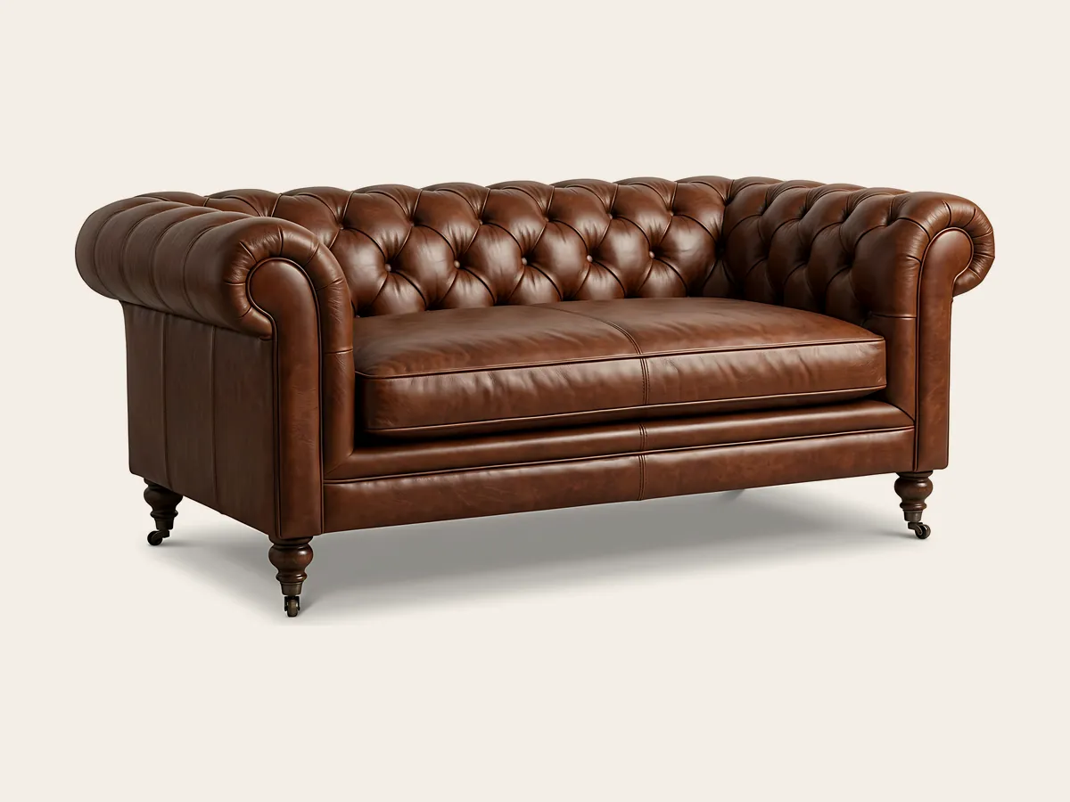 Sofa na mosiężnych kółkach