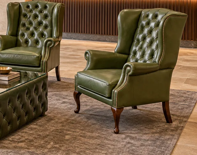 Chesterfield öronlappsfåtölj Prince — Möbler för väntrum och receptioner