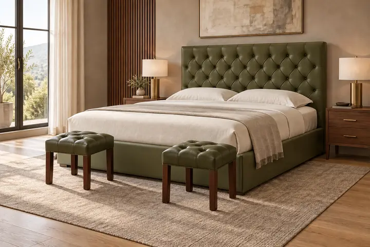 Schlafzimmer mit Sitzbänken
